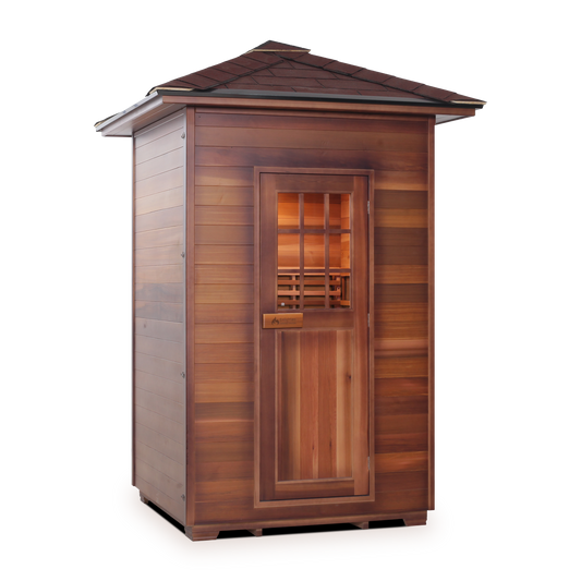 Enlighten SAPPHIRE - 2 Peak Hybrid Infrared/Traditional Outdoor Home Sauna H-16376