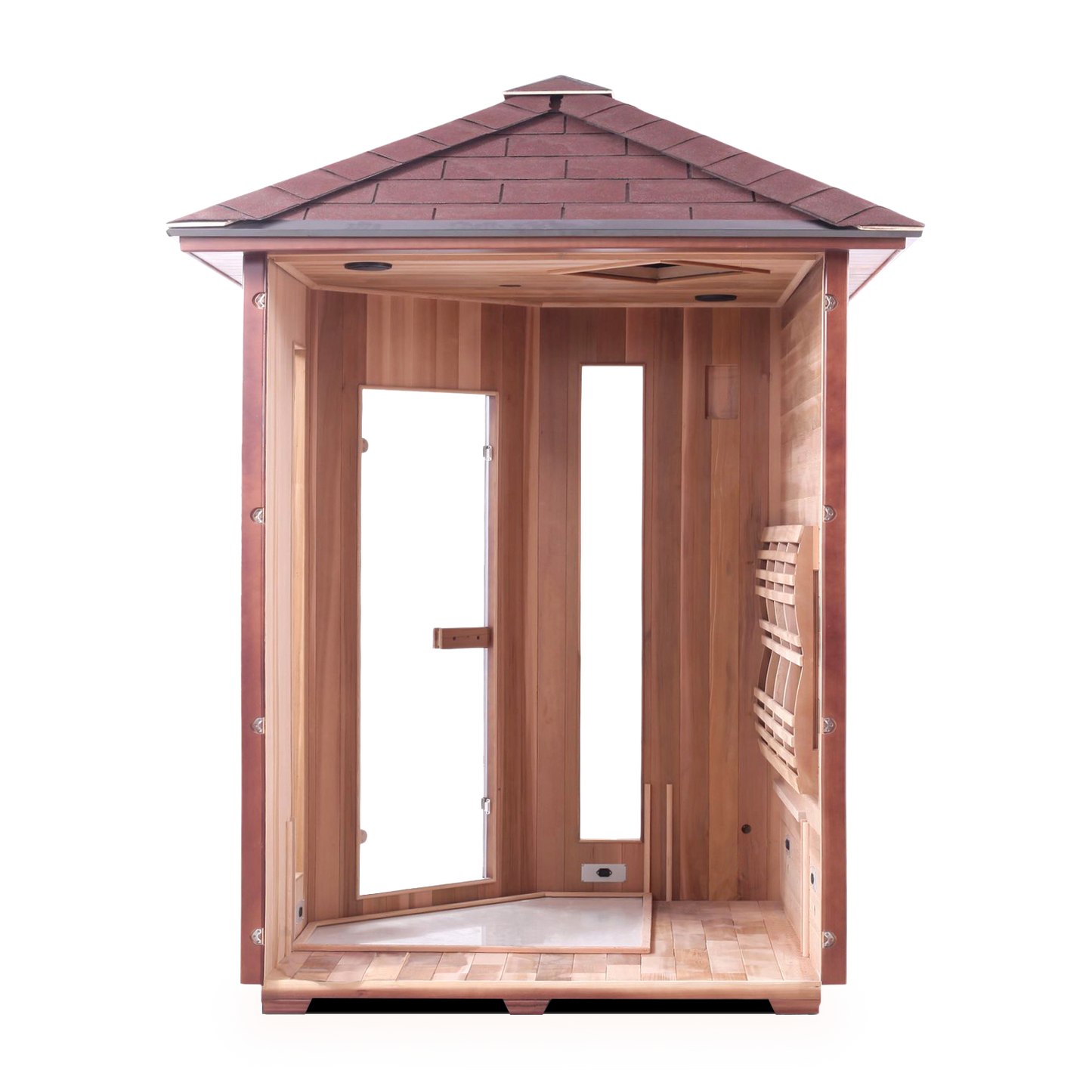 Enlighten Rustic # 17379 4 Person Corner Peak Full Spectrum Infrared Outdoor Home Sauna