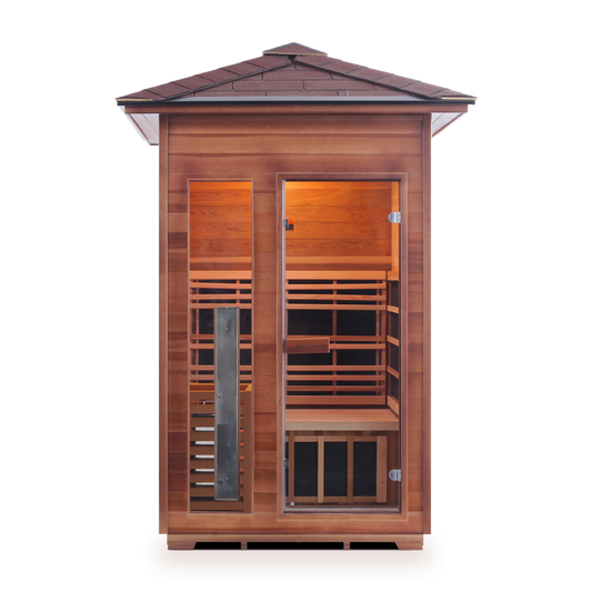 Enlighten DIAMOND - 2 Peak Hybrid Infrared/Traditional Outdoor Home Sauna H-17376