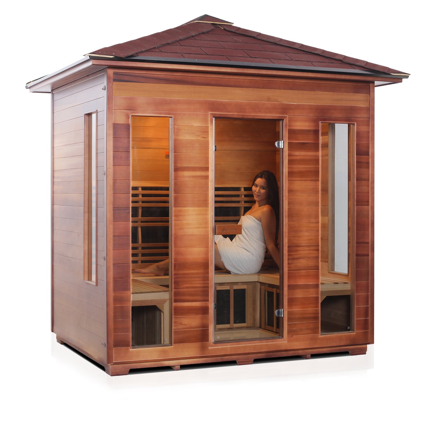 Enlighten Rustic 5 Person Peak Full Spectrum Infrared Home Sauna # 19378