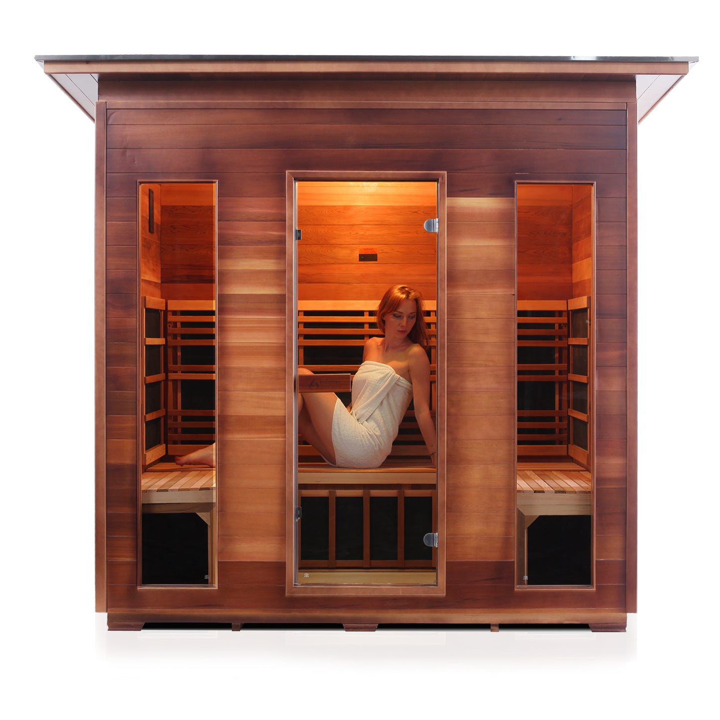 Enlighten Rustic 5 Person Slope Full Spectrum Infrared Home Sauna # 39378