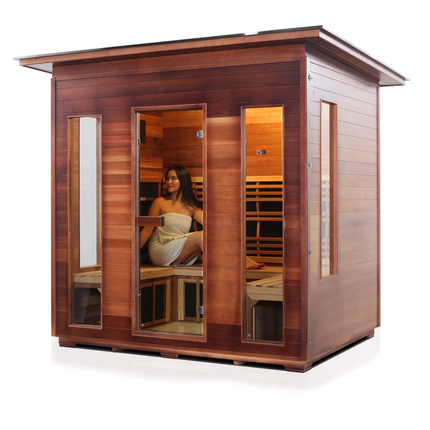 Enlighten Rustic 5 Person Slope Full Spectrum Infrared Home Sauna # 39378